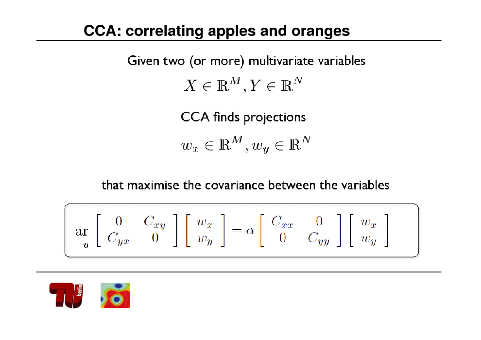Slide: CCA: correlating apples and oranges

