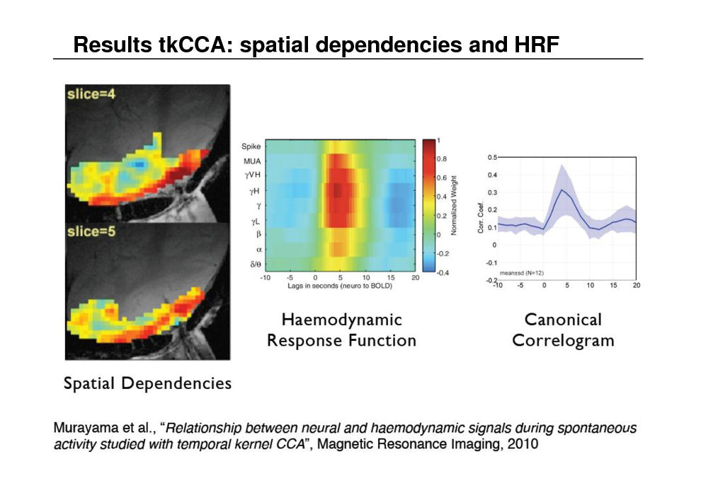Slide: Results tkCCA: spatial dependencies and HRF


